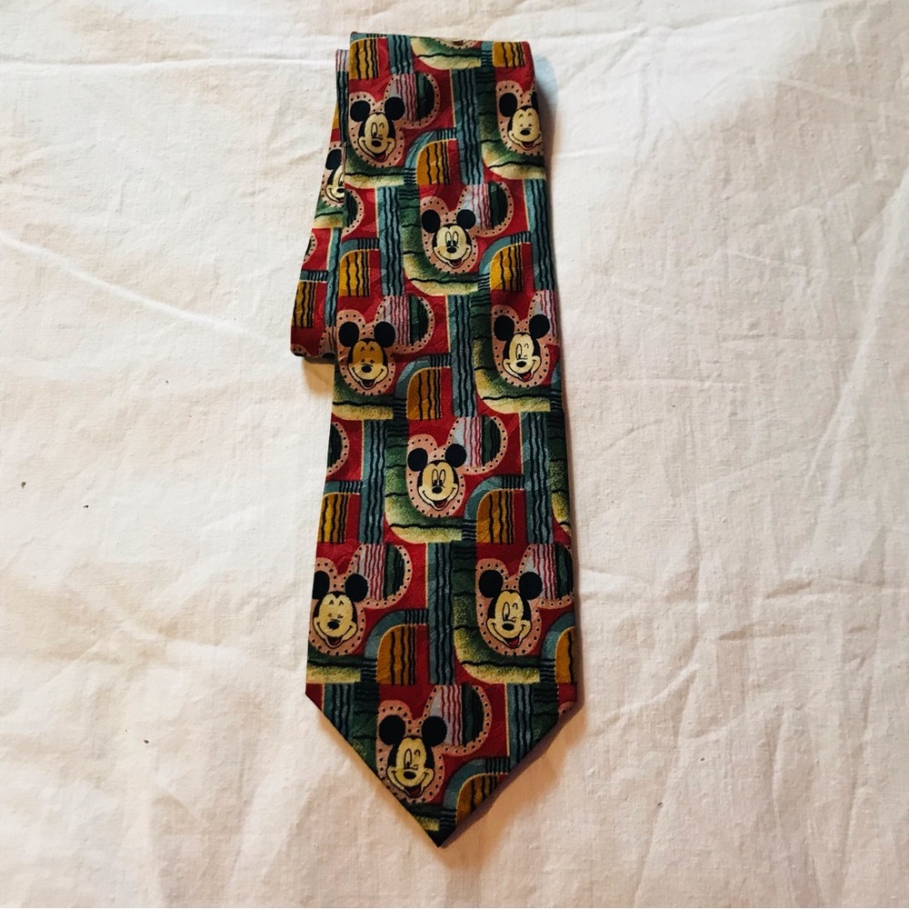 Vintage Disney Mickey Mouse Striped Mens Neck Tie